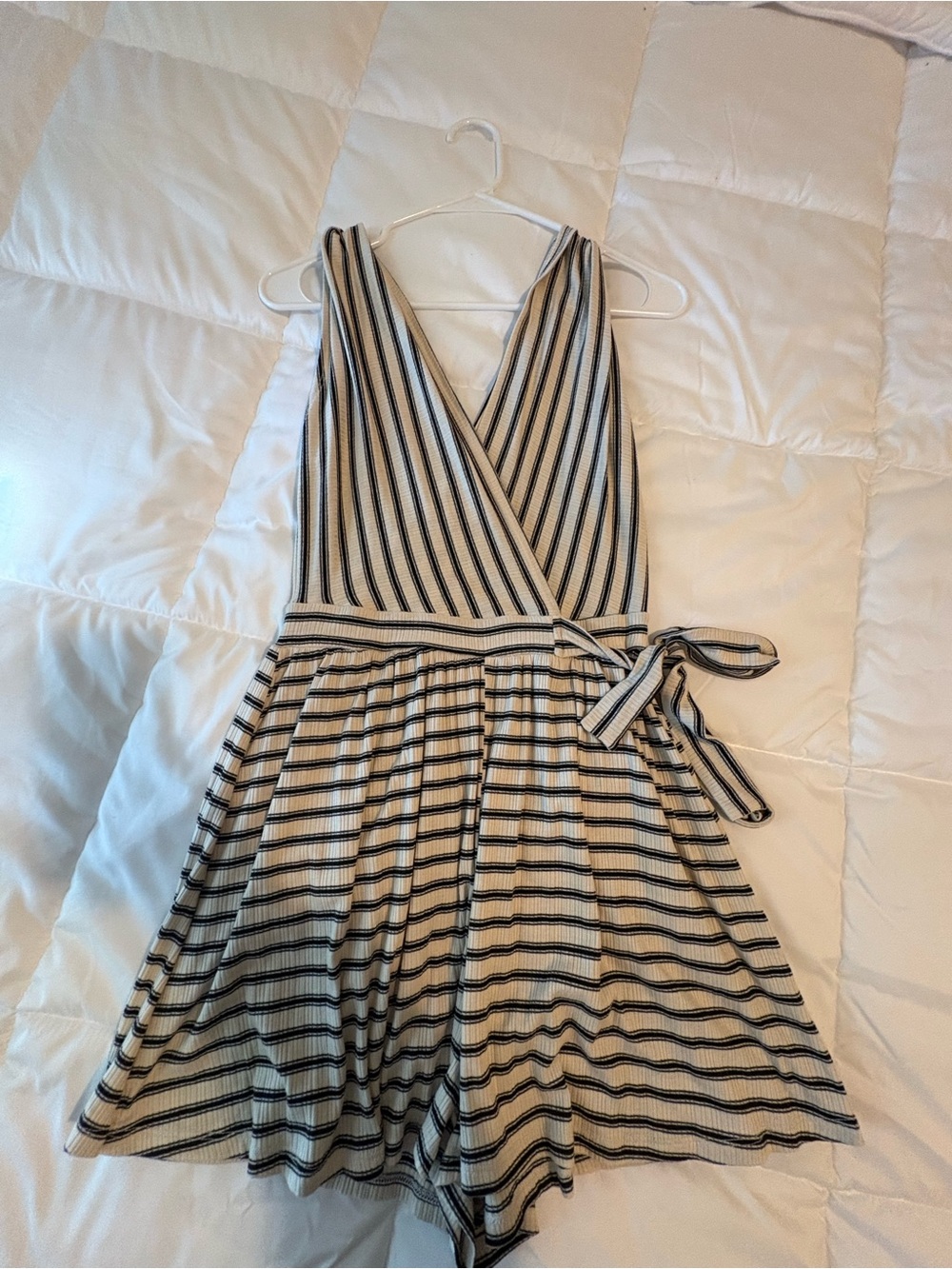 Billabong Black and Cream Striped Sleeveless Romper